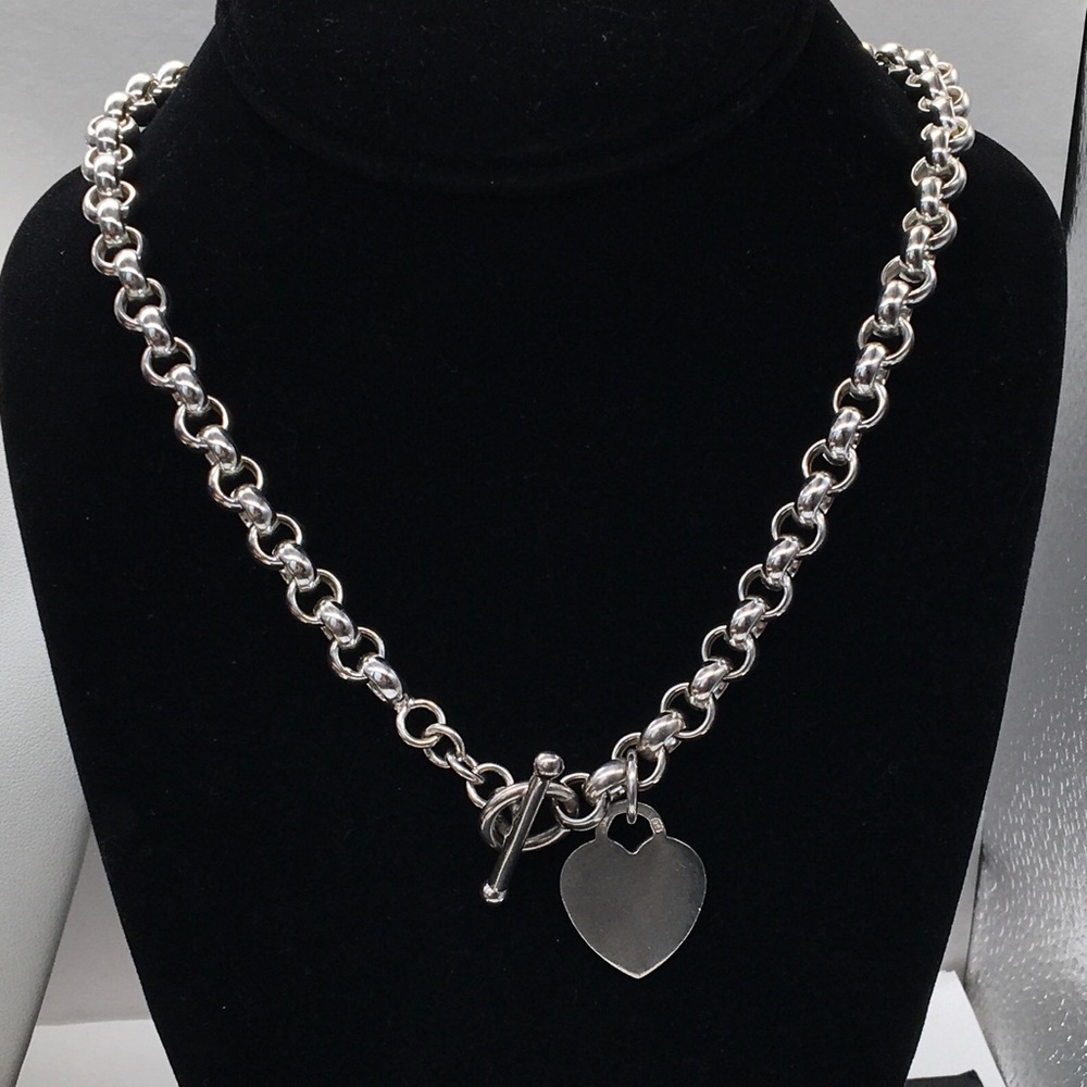 OTC Sterling Silver Heart Chunky Necklace